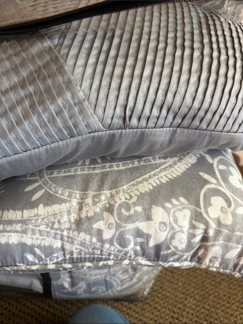 Nicole Miller Gray Paisley Comforter Set - Neutral Gray.